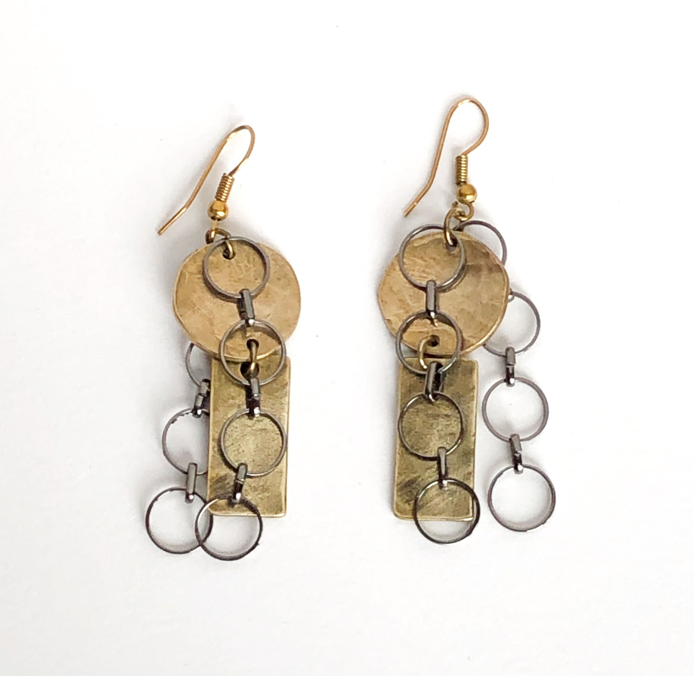 geo brass & chain earrings