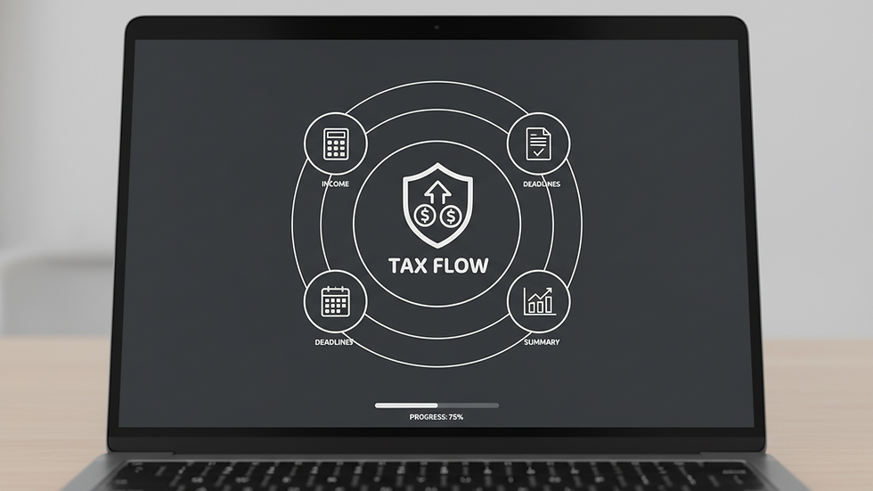Close-up view of a laptop screen showing tax filing software interface