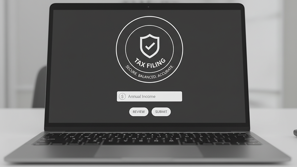 Close-up view of a laptop screen showing tax filing software