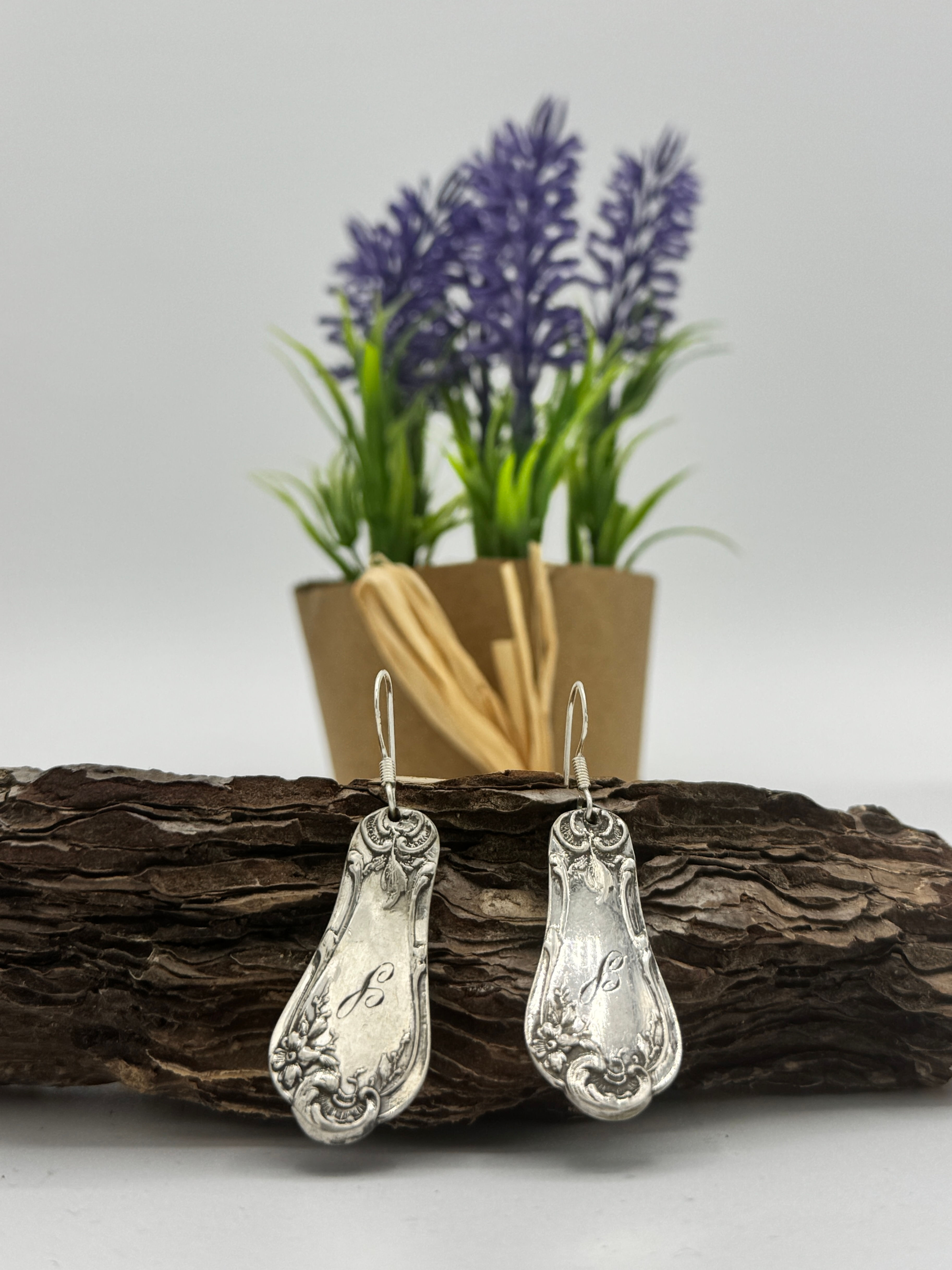 Ohrringe aus 800er Silber Teelöffeln im Jugendstil Design gefertigt