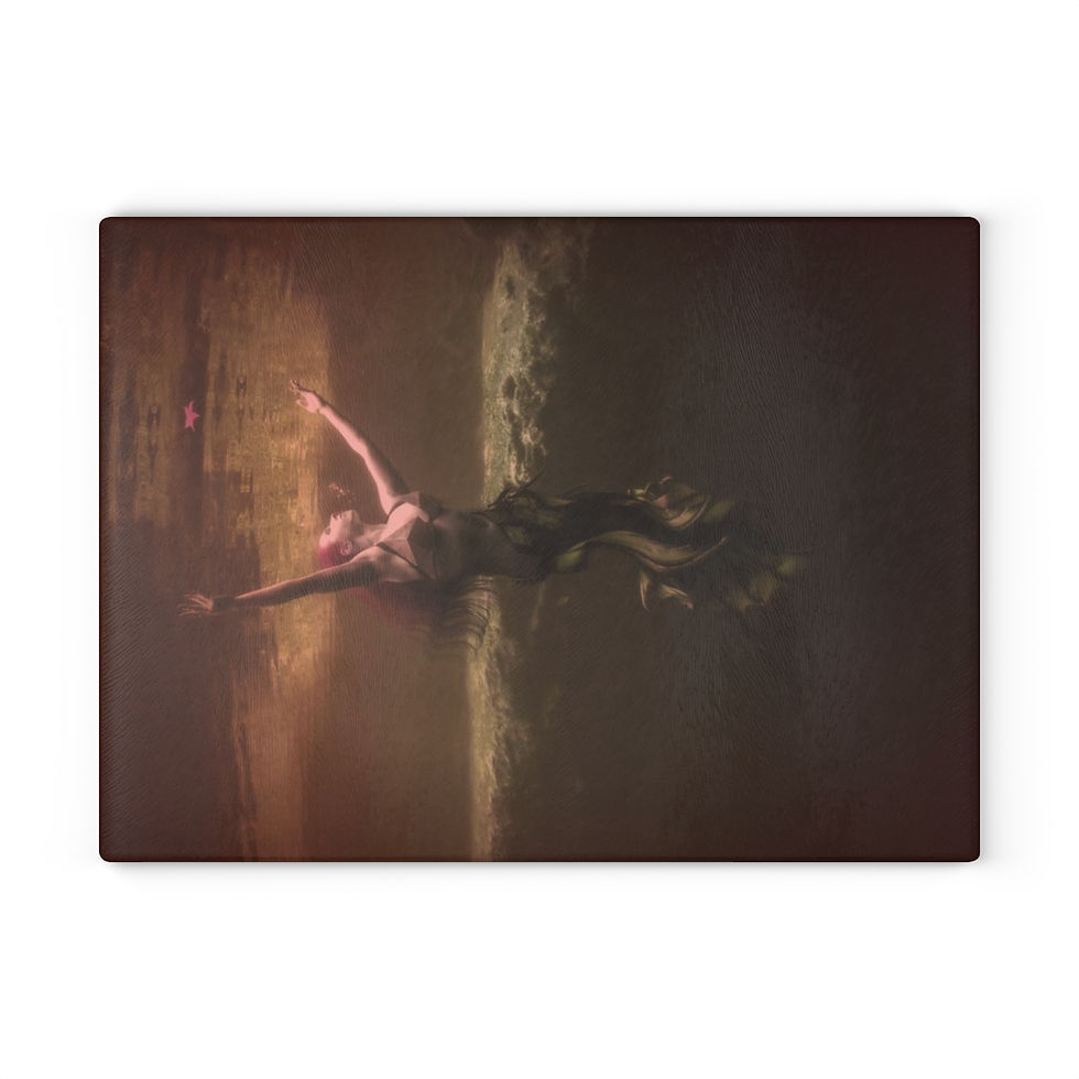 Soft Light Mermaid Glass Cutting Board