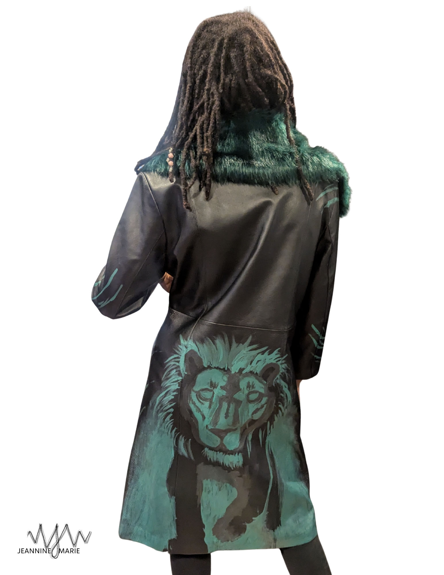 (S) Leather Painted Lion Jacket