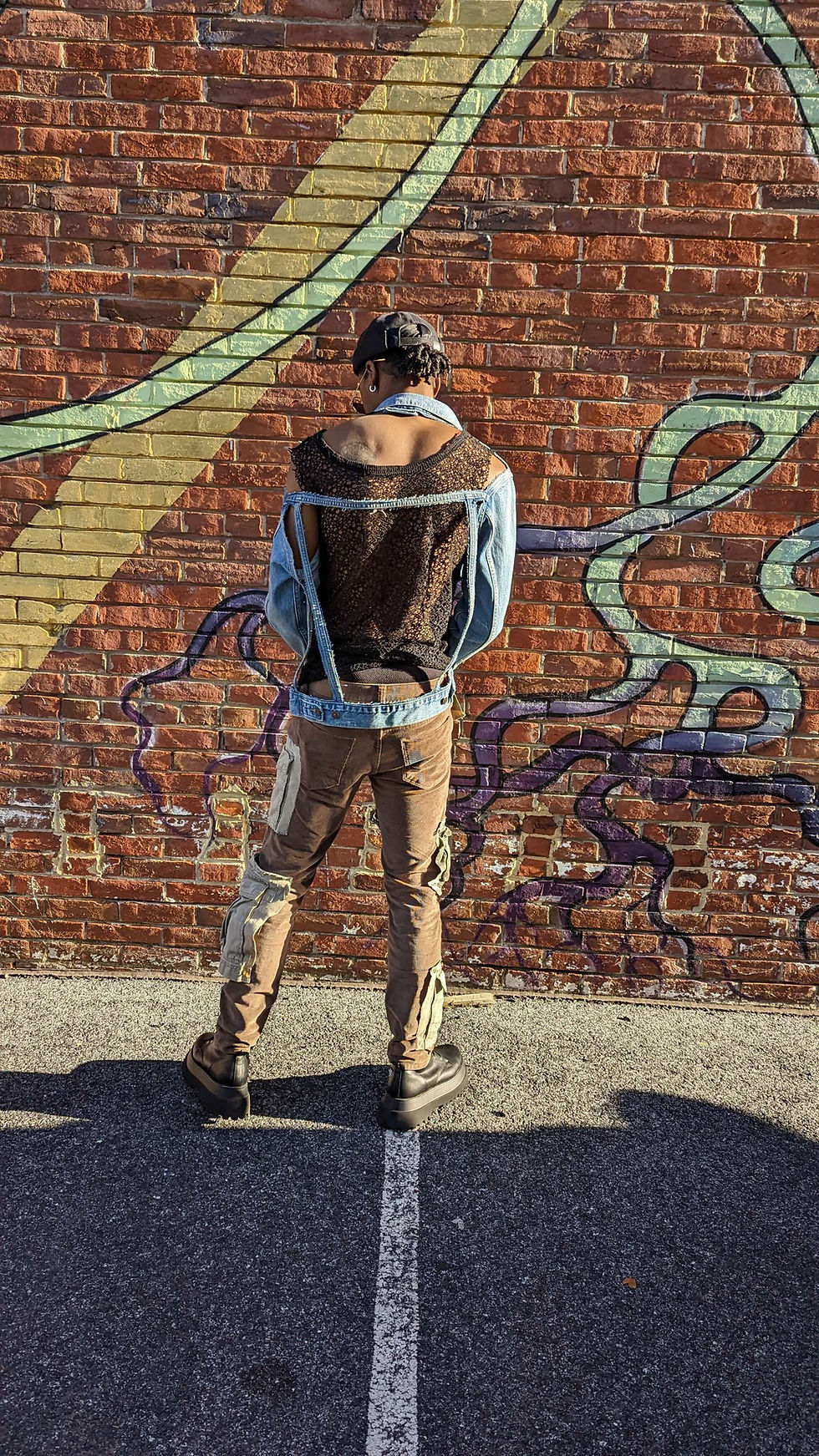 Thumbnail: (S) Cutout Denim Trucker Jacket