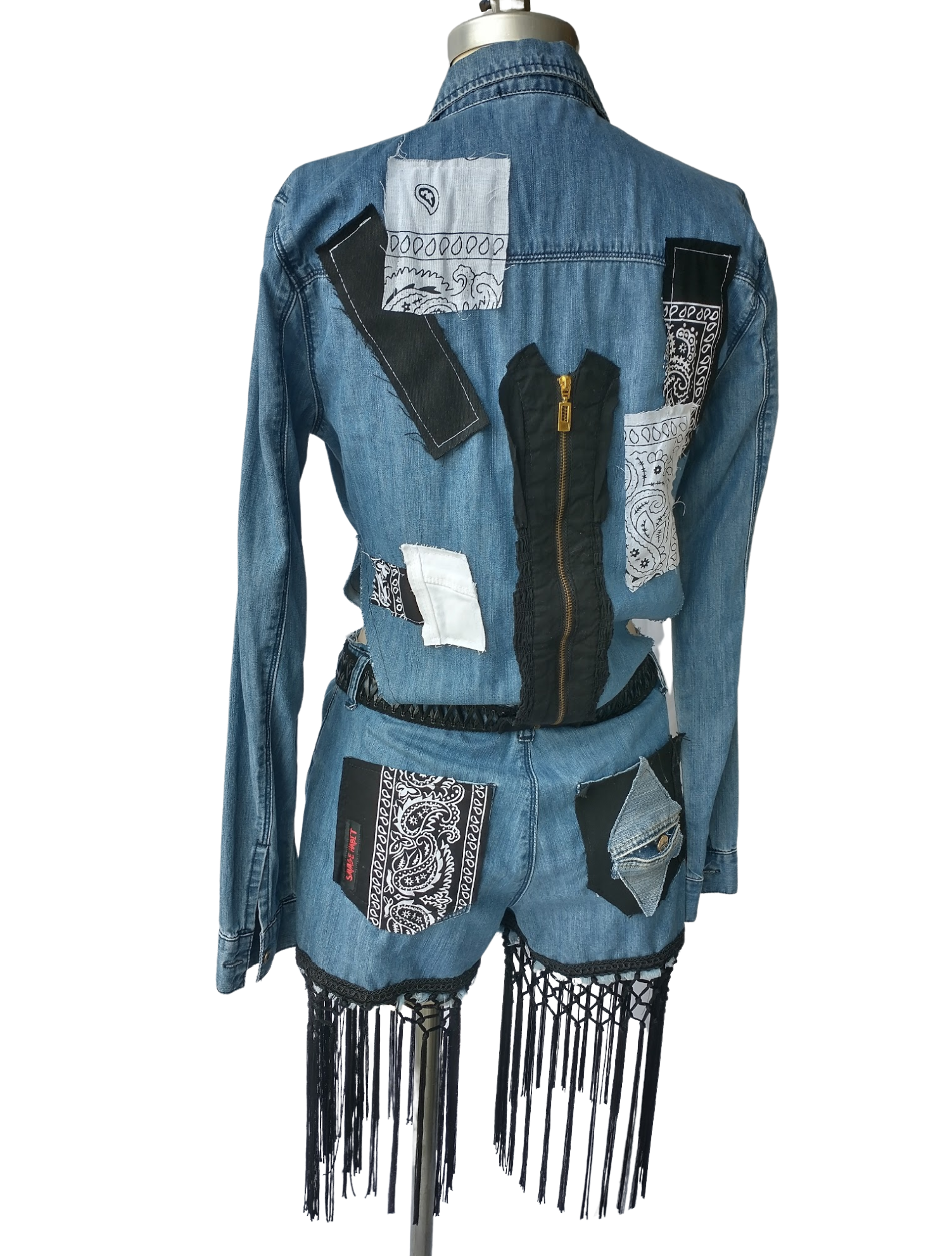 (S) Patchwork Cutout Romper