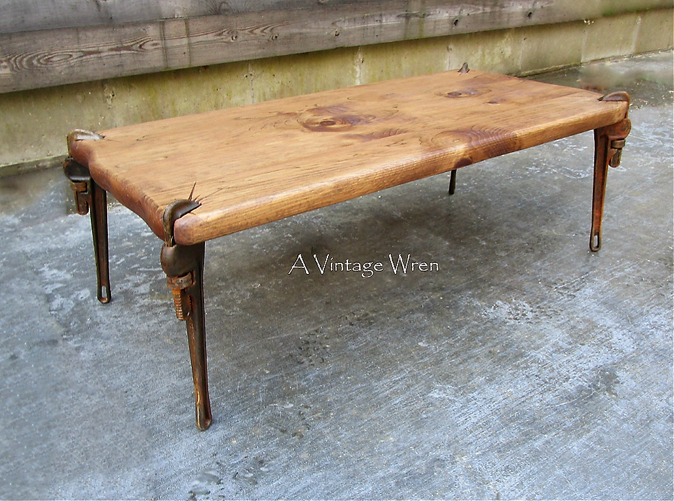 New Hampshire made industrial coffee table