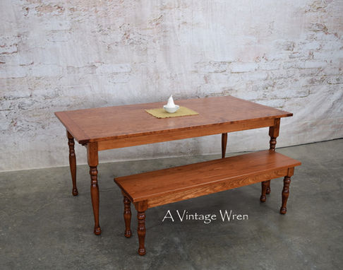 New Hampshire made solid wood dining table and bench set