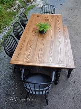 new hampshire made solid wood dining table and bench set with black painted dining chairs