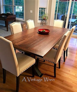 Wood and Metal Trestle Table