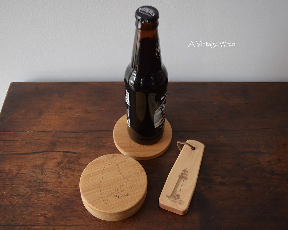 Thumbnail: wood bottle opener with lighthouse engraving