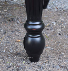 distress painted dining table leg