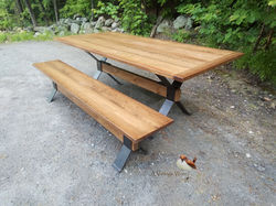 Industrial Dining Table and Bench for 8