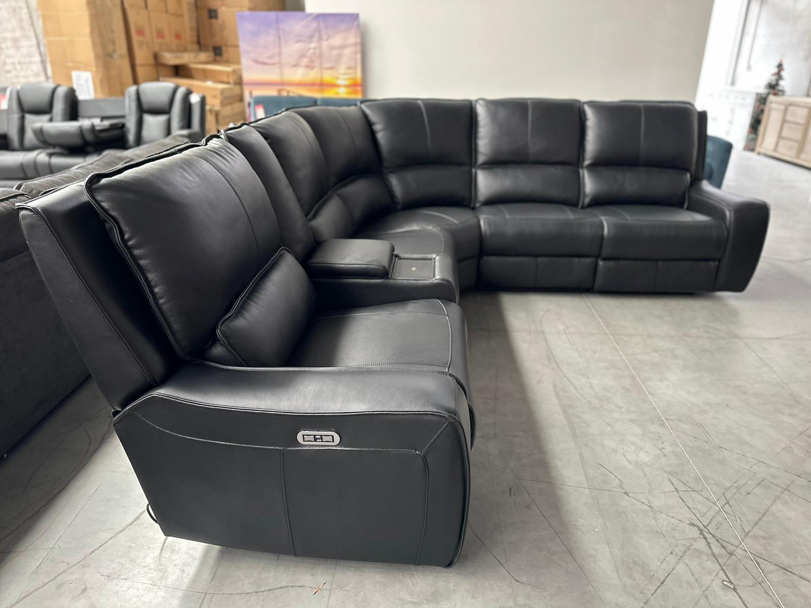 Orlando Genuine Thick Leather Electric Recliner Modular Lounge