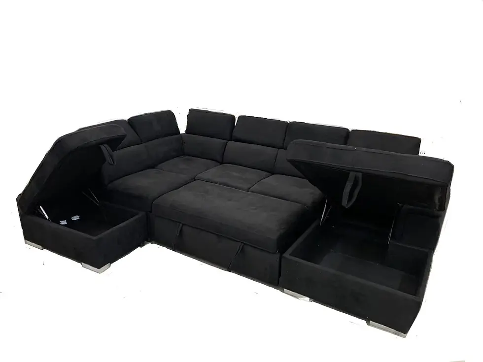 Naples Nappa Fabric Modular Sofa with Pullout Sofabed