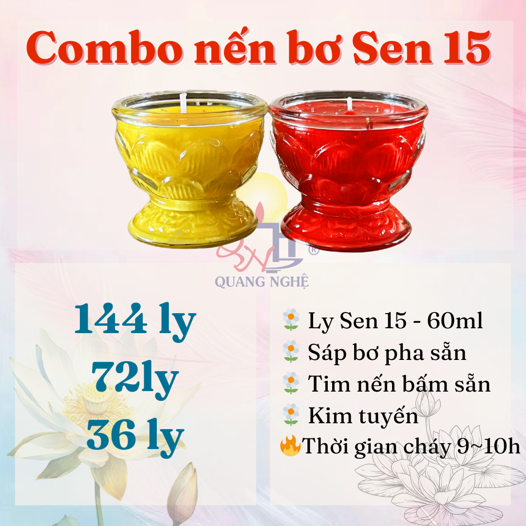 Combo nến bơ Sen 15
