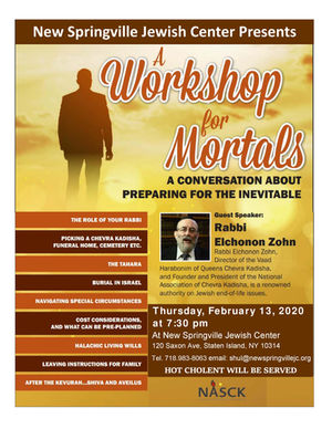 Workshop On Mortality with Rabbi Zohn