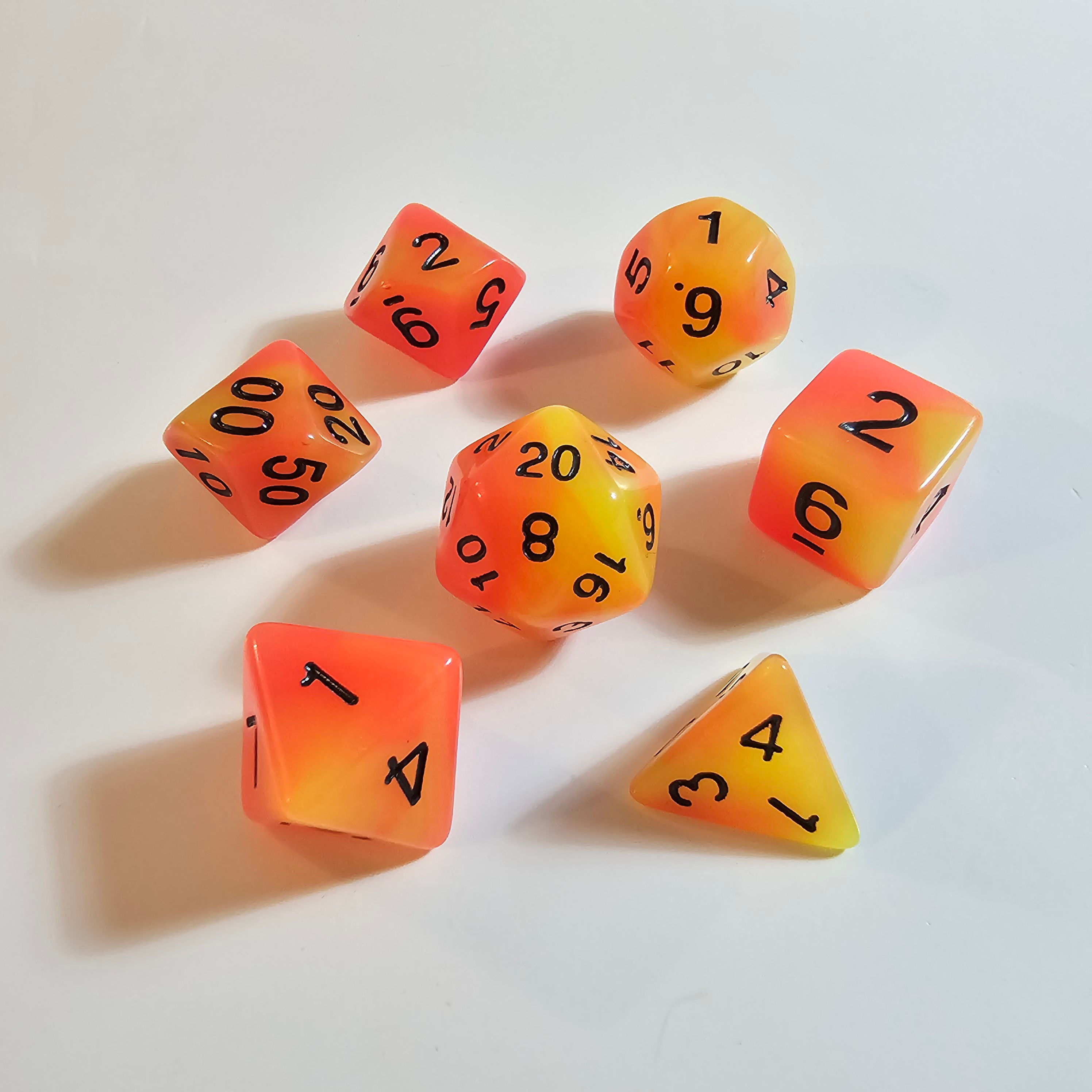 Orange Lemon Glow in the Dark Dice Set