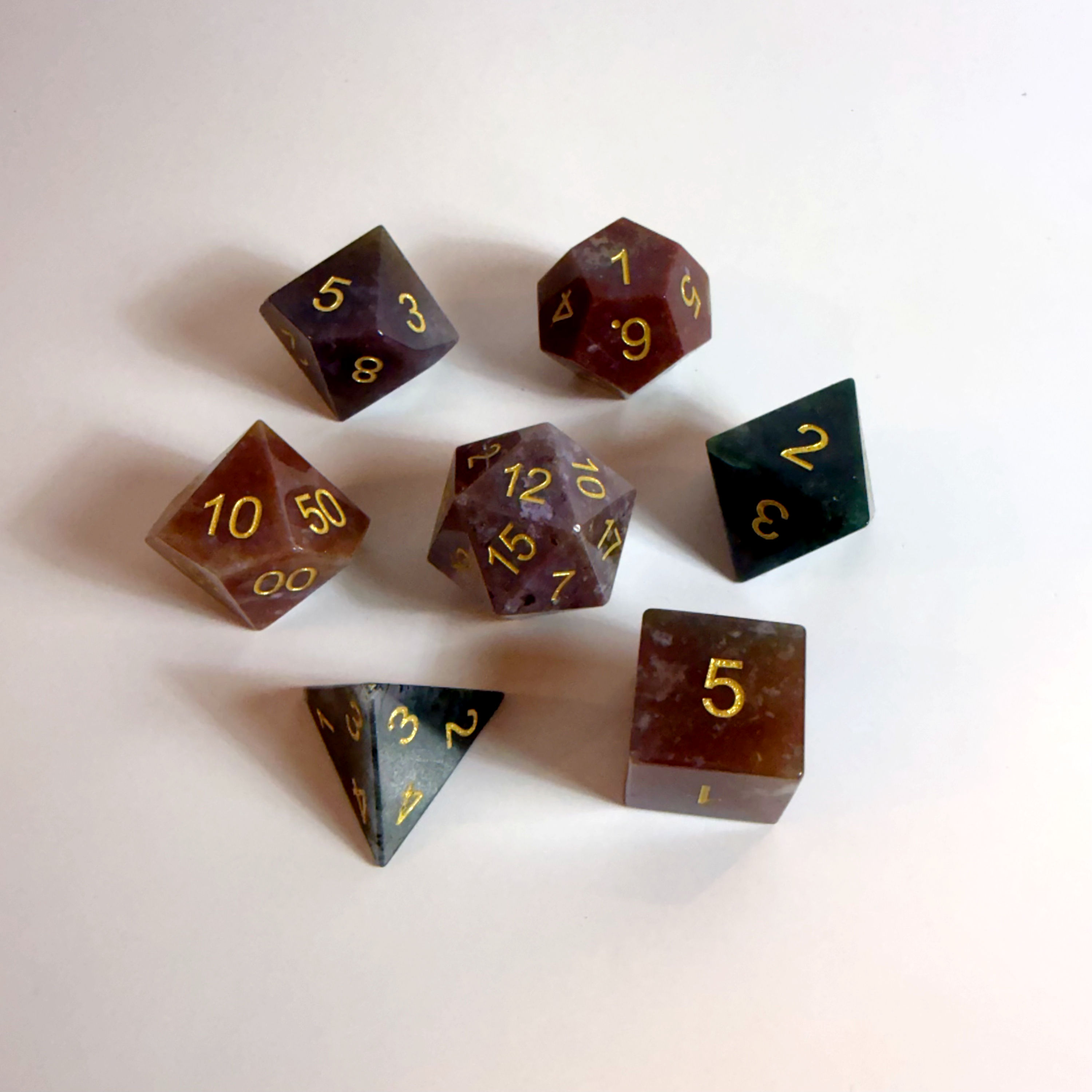 Indian Agate Gemstone Dice Set