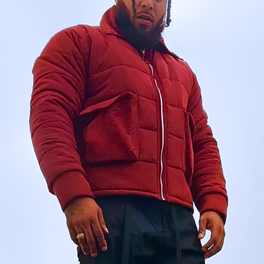 Men's Cranberry Vodka Suede Puffer Jacket