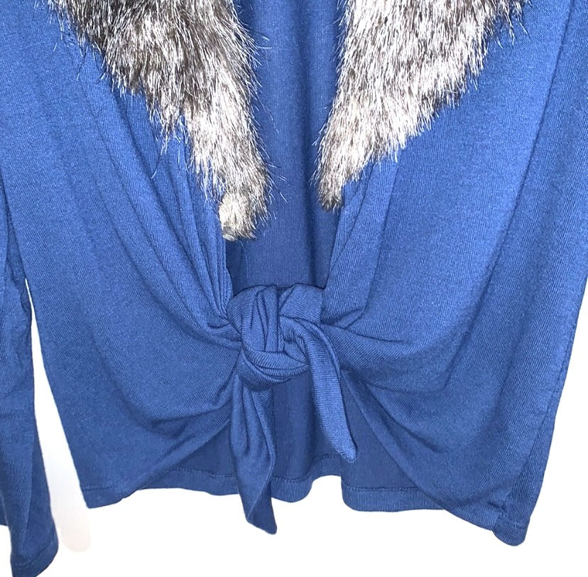 Thumbnail: Pre-Owned: Donna Salyers Fabulous Furs Open Cardigan with Faux Fur Collar