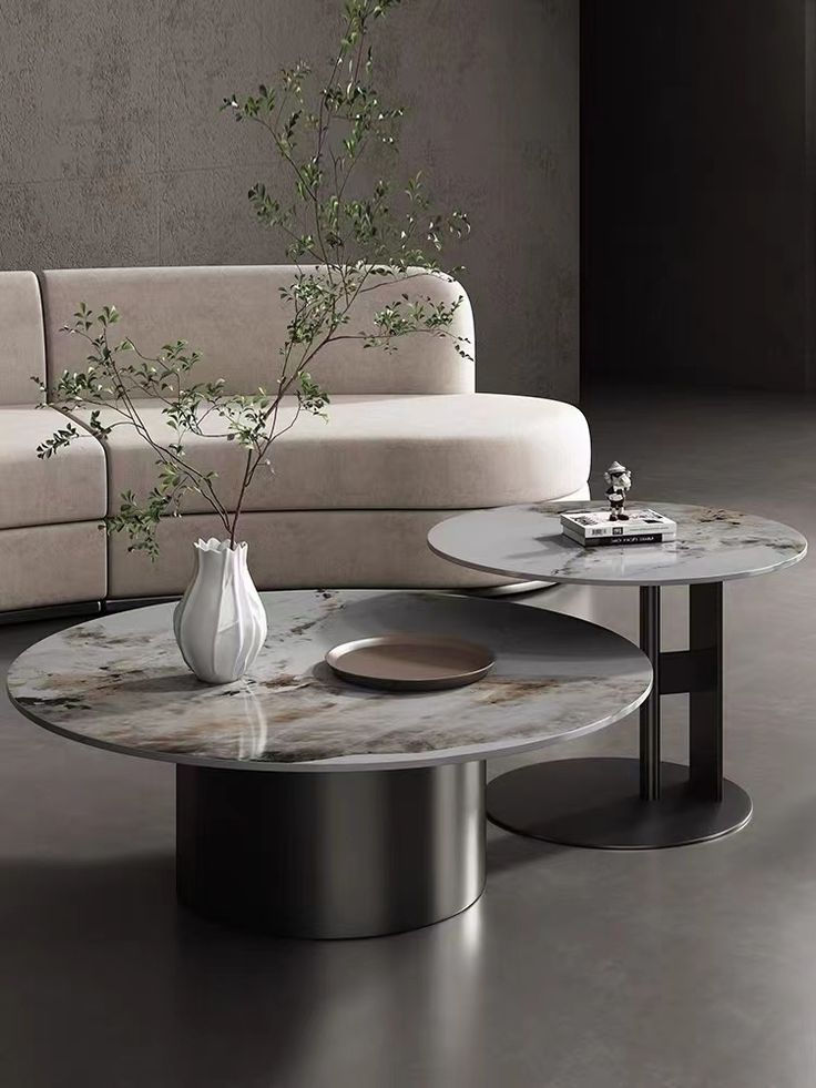 Customized coffee table light luxury modern round Pandora rock plate coffee table living r