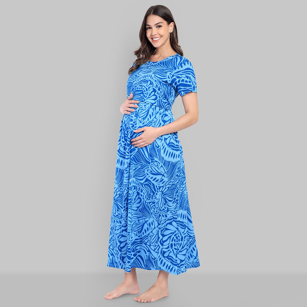 Thumbnail: Premium  Soft Cotton Night Wear - Blue Animal Full