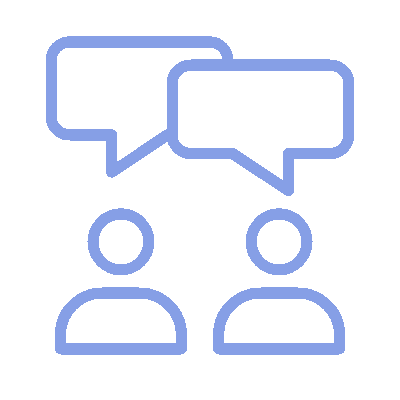 Moving icon of two people talking