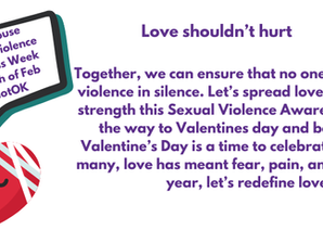 Cartoon heart with bandages saying 'Sexual Abuse & Sexual Violence Awareness Week 3rd to 9th of Feb #ItsNotOk'