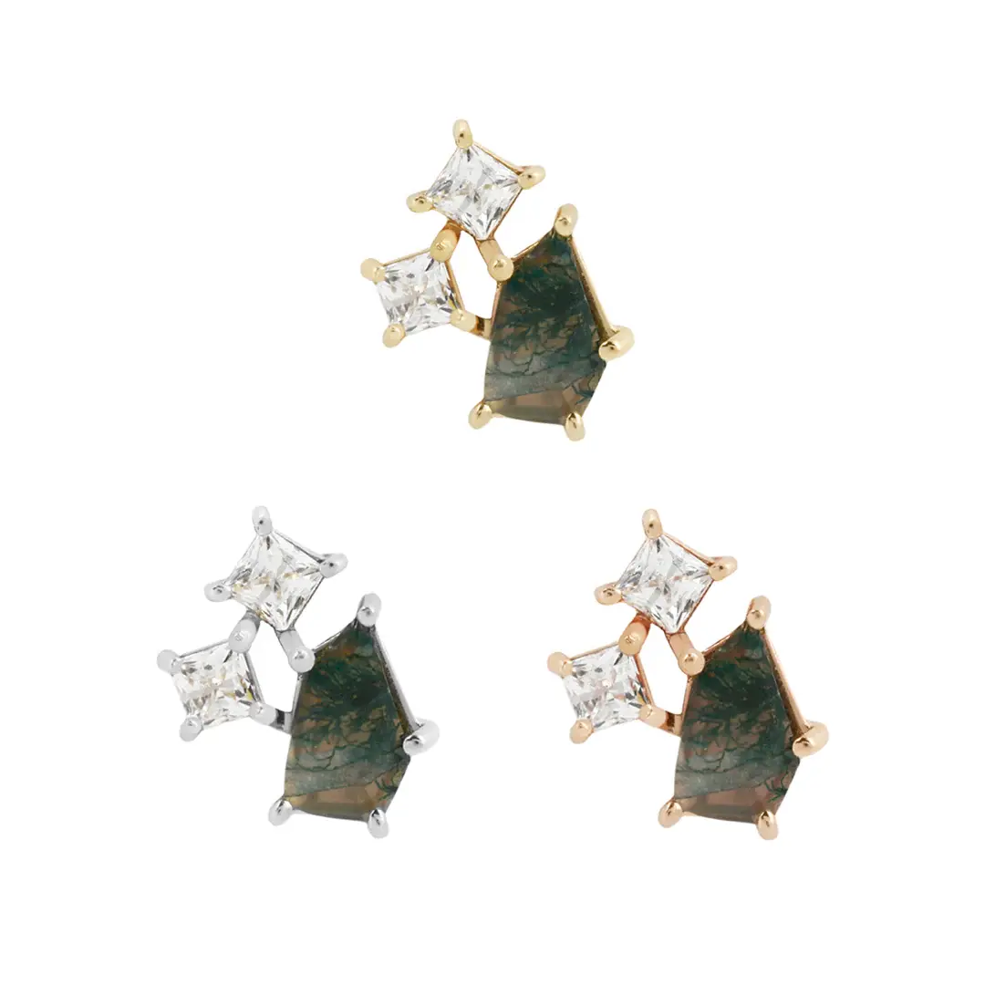Buddha Jewelry Organics: Lyra - Moss Agate + CZ