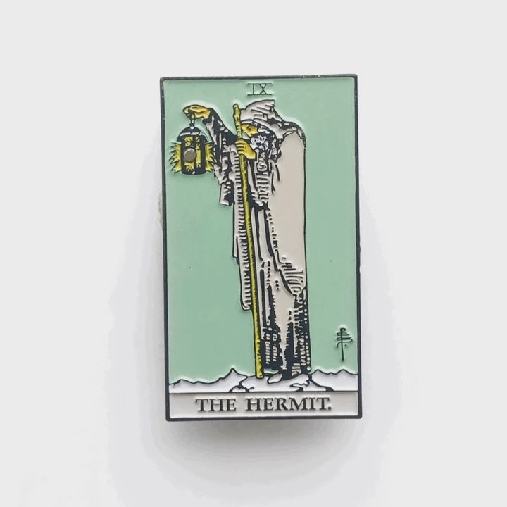 Hermit with Glow in the Dark Lantern Sliding Enamel Pin