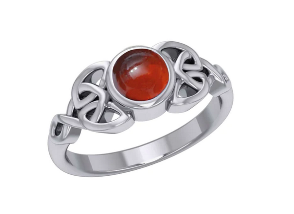 Thumbnail: Celtic Knotwork and Gemstone Silver Ring