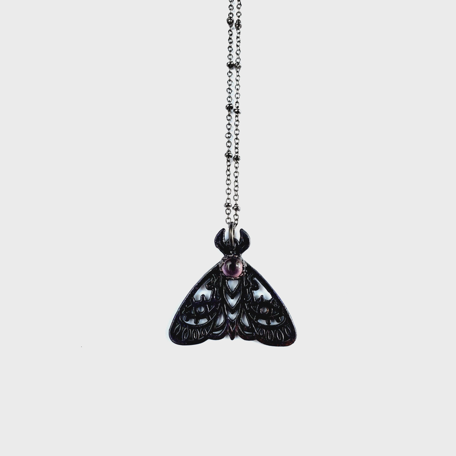 Granny's Cloak Moth Necklace with Iolite