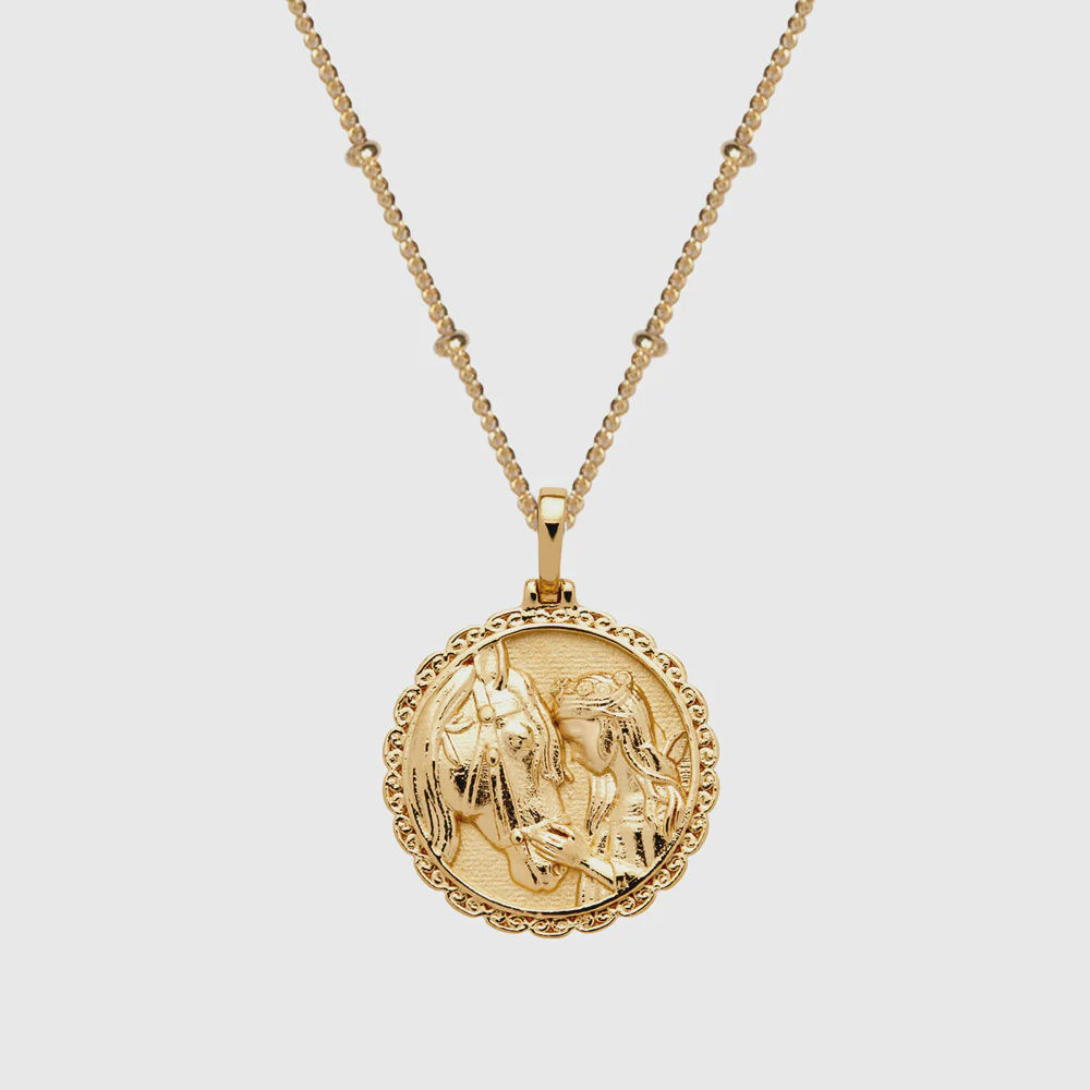 Rhiannon Pendant with Saturn Chain in 14K Gold Vermeil