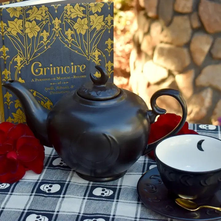 Moon & Stars Matte Black Teapot