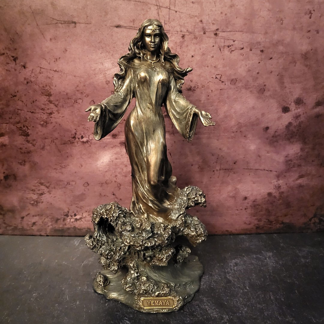 Yemaya Standing on Ocean Wave Statue