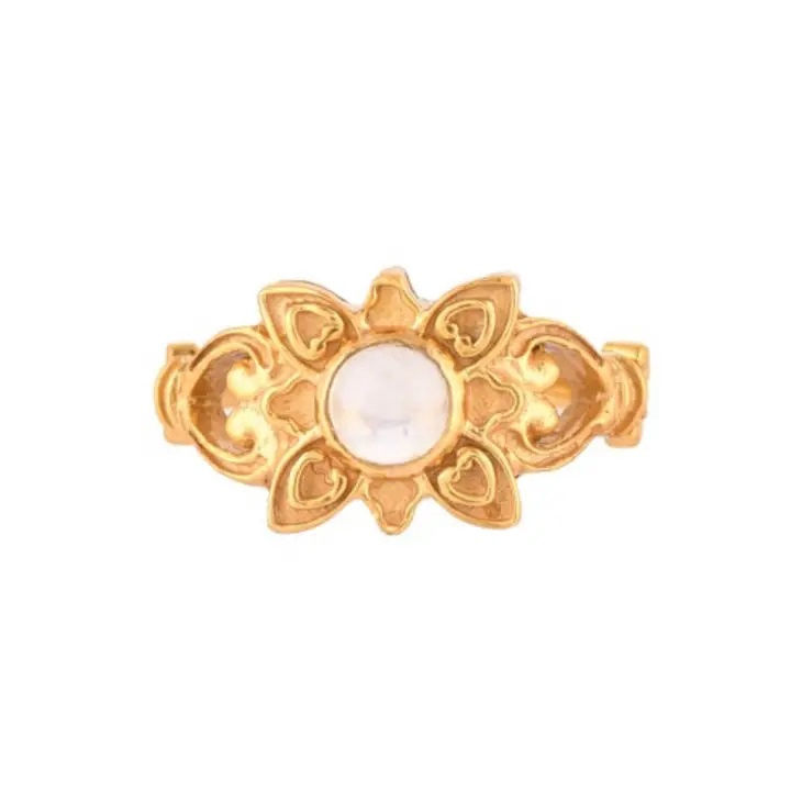 Rainbow Moonstone and 14K Gold Vermeil Ring