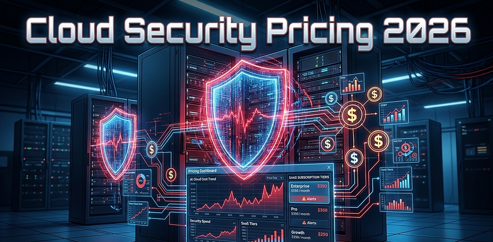 Cloud security pricing 2026 showing enterprise cloud protection costs and cybersecurity infrastructure with pricing indicators