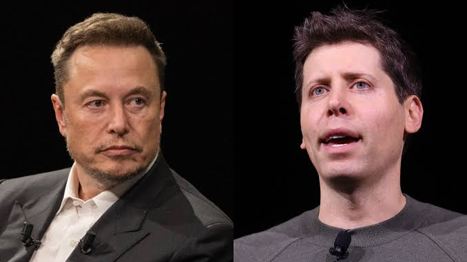 Illustration of three separate spotlights converging on one point, representing rival AI leaders reaching unexpected agreement