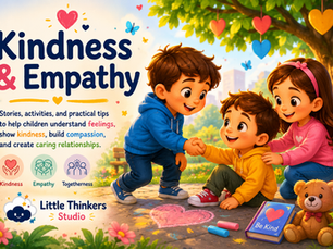Children helping and supporting each other while learning kindness, empathy, and emotional intelligence