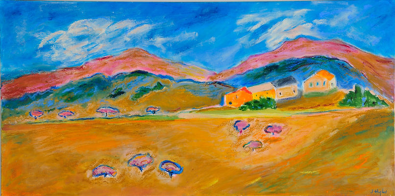 acylic and oil paint stick landscape on canvas