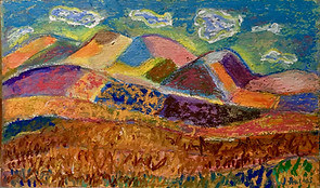 Landscape in acrylic and oil pastel