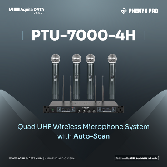 PTU-7000-4H | Quad UHF Wireless Microphone System w/ Auto-Scan