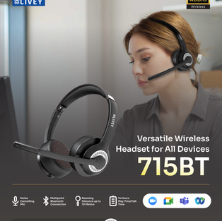 LIVEY 715BT. Versatile Wireless Headset For All Devices.