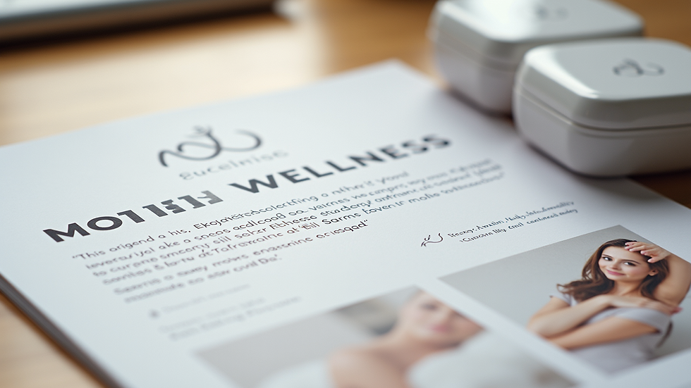 Close-up of a printed flyer with customer testimonials for mobile wellness