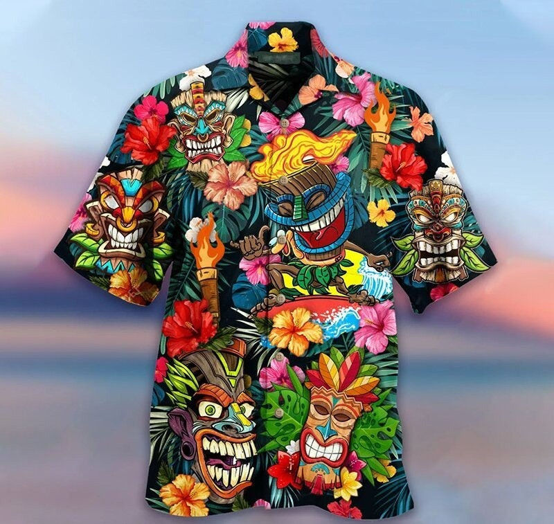 Tiki Tropical Tribe Abstract Beach Hawaiian Shirt
