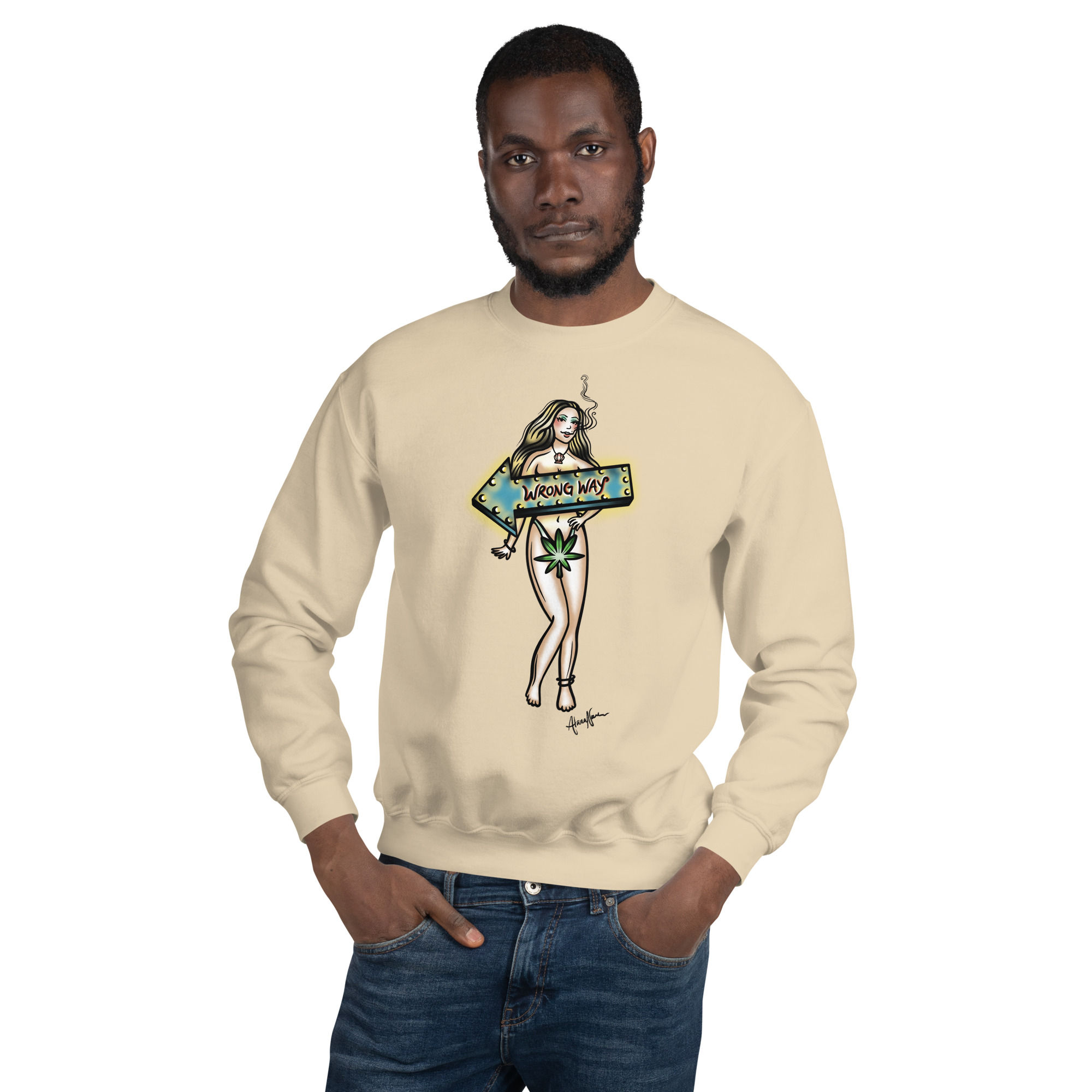 'Wrong Way Girl' American Traditional Rock Music Inspired Crewneck