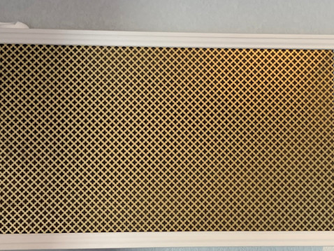 AC unit covering created by Streamline Interior Designs.