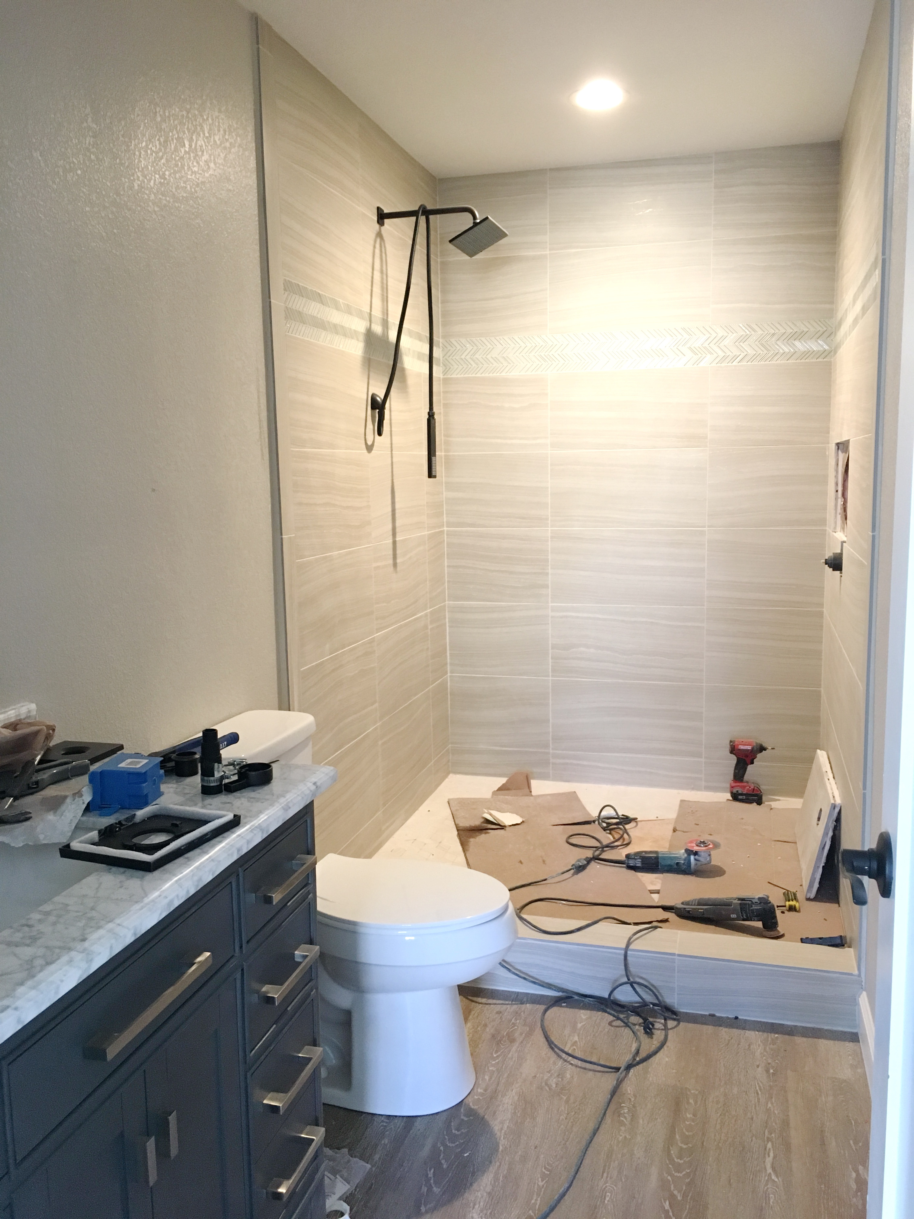 Tile going in