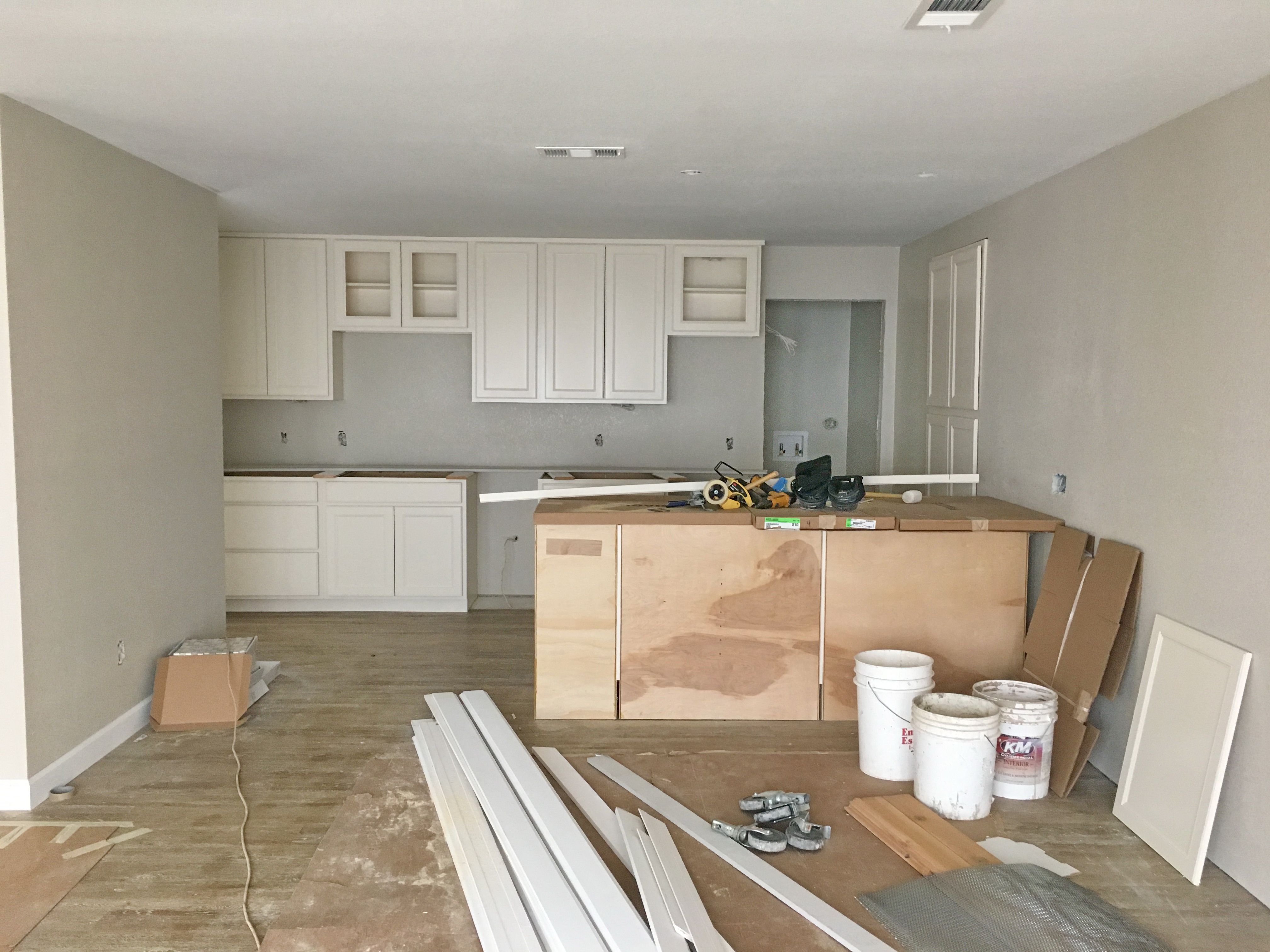 Cabinets going in