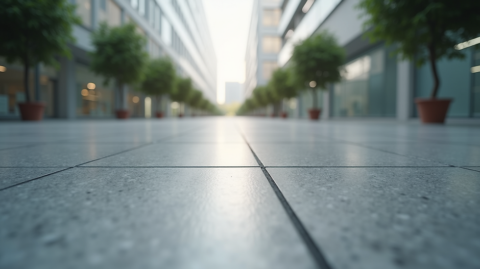 Close-up view of polished commercial concrete floor