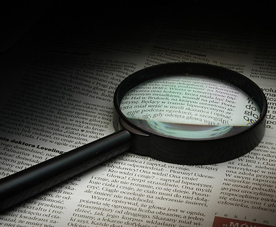 A magnifying glass over text